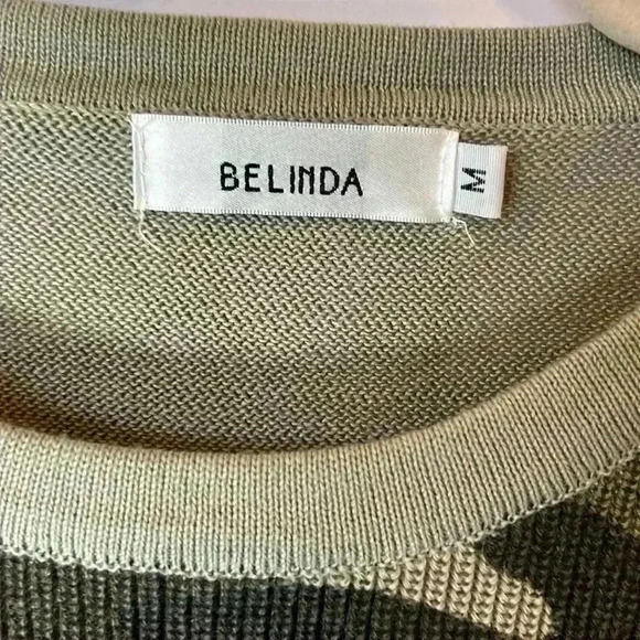 BELINDA WOMENS GREEN CAMO CREWNECK LONG SLEEVE SWEATER/TOP SIZE MEDIUM - Picture 2 of 7